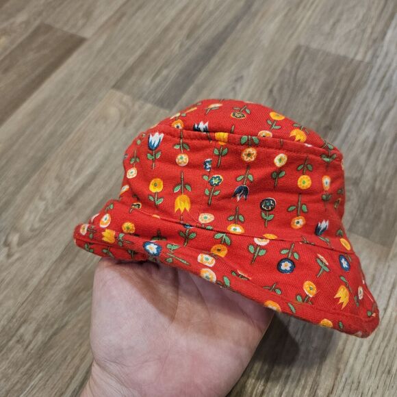 Vtg The Limited Bucket Hat Baby Size S 6-12mos Red Orange Retro Cottage Boho - Picture 5 of 9